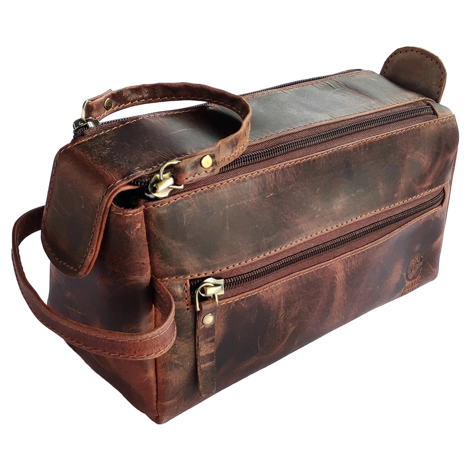 Premium Leather Toiletry Bag for Men - Walnut Brown Travel Organizer | Durable & Water-Resistant | Perfect for Business Trips, Gym, Camping & Weekend Getaways