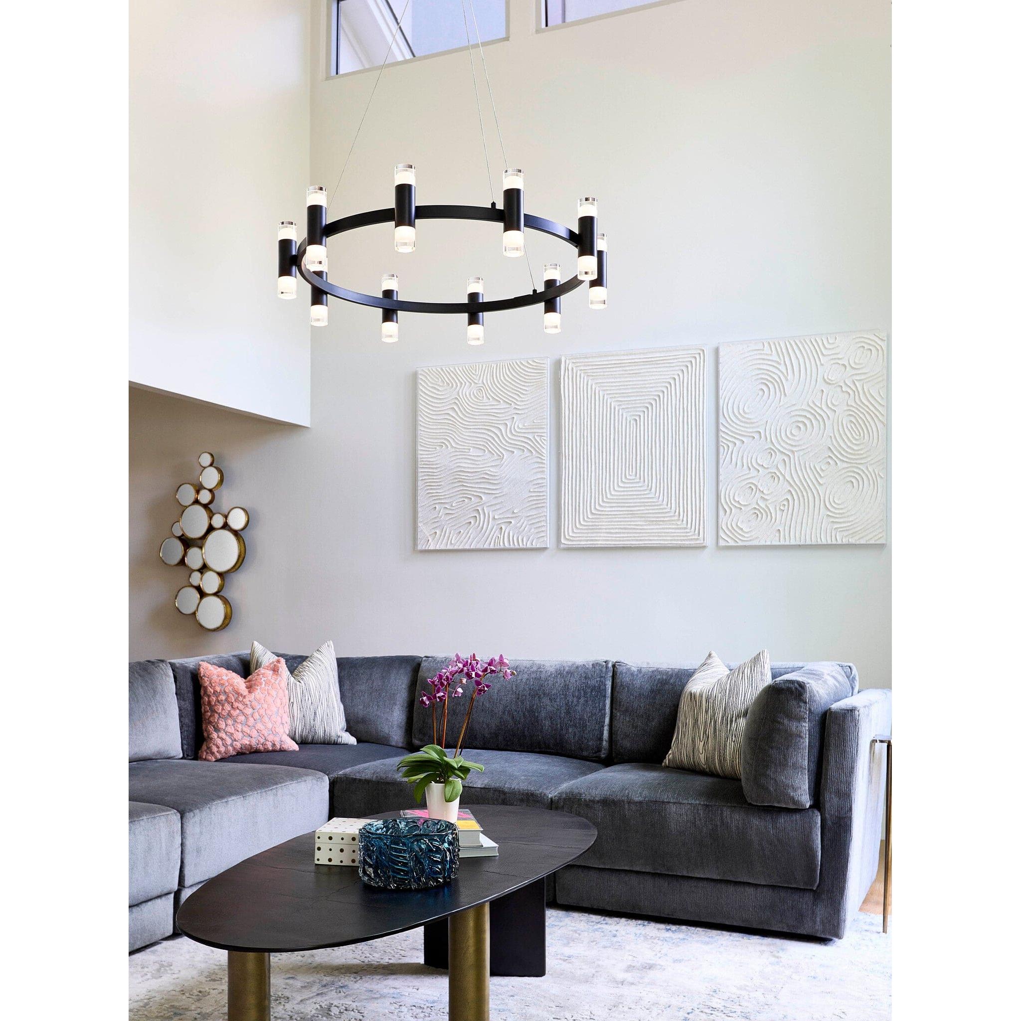 Oxygen ALARUM 3 6095 15 20 LED Chandelier Light - Modern Black Crystal Ceiling Fixture for Dining Room, Bedroom & Living Room Decor