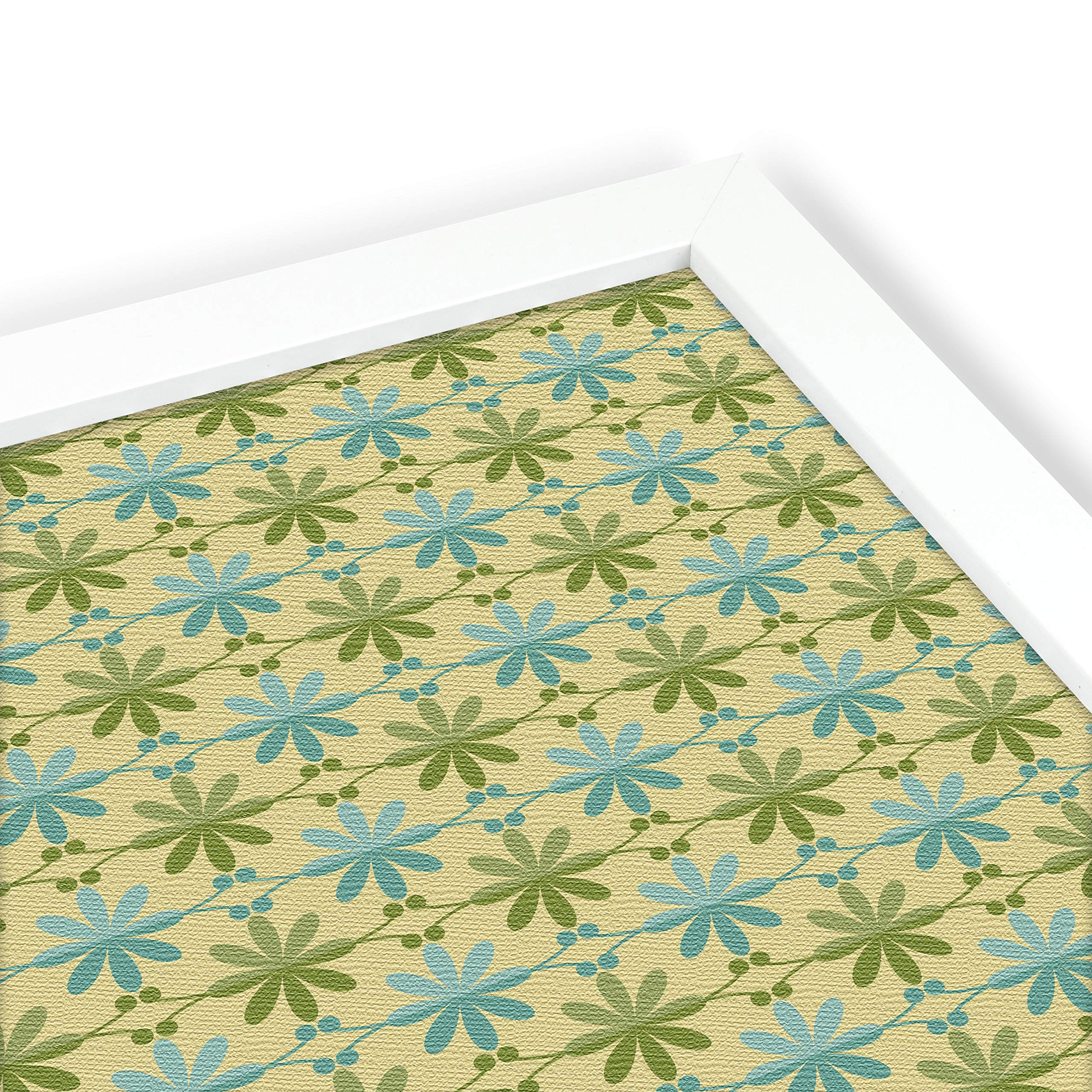 ArtToFrames 36x24 Inch Custom Cork Bulletin Board - Floral Blue Green Fabric Canvas Pin Board with Satin White Frame | Perfect for Home Office, Classroom Decor & Wall Organization (PinPix-551-36x24_FRBW26074)