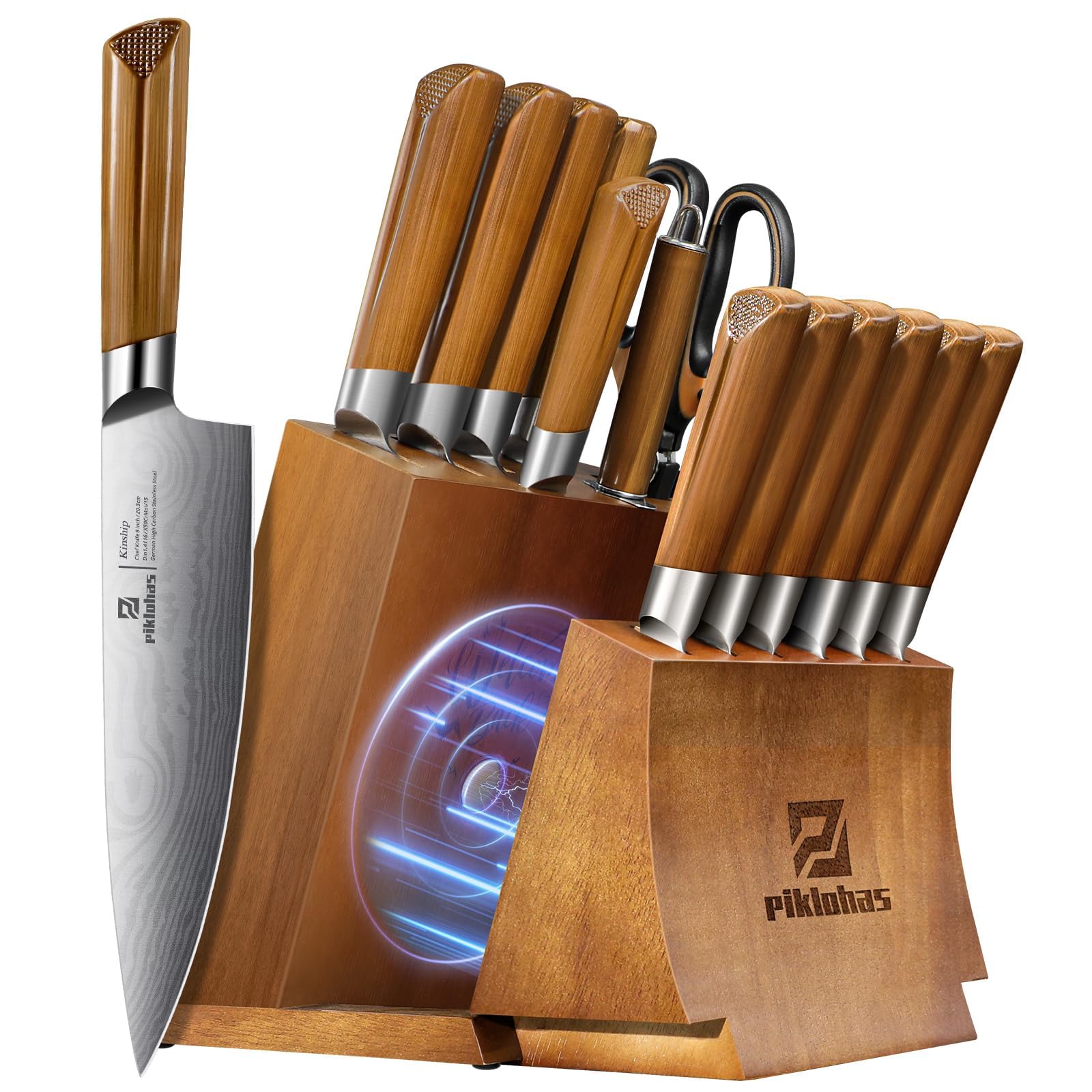 Premium 15-Piece Kitchen Knife Set with Magnetic Detachable Holder - High Carbon Steel Damascus Chef & Steak Knives - Perfect Housewarming Gift for Home Chefs & Cooking Enthusiasts (Ideal for Meal Prep, BBQ, and Gourmet Cooking)