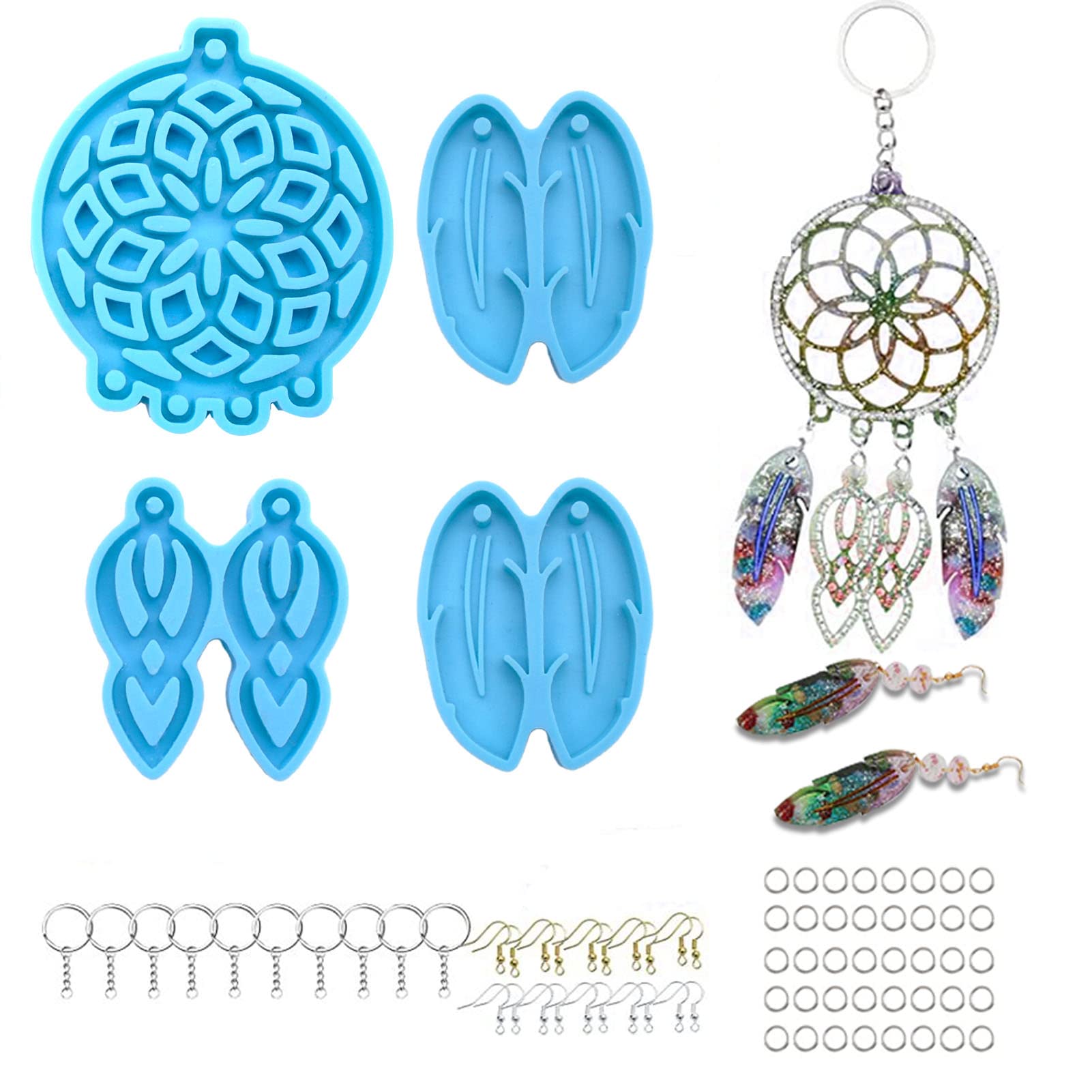 Dream Catcher Silicone Molds for Resin DIY - Keychain, Earring & Jewelry Making Supplies - Feather Shape Craft Molds for DIY Keychains, Earrings & Home Decor