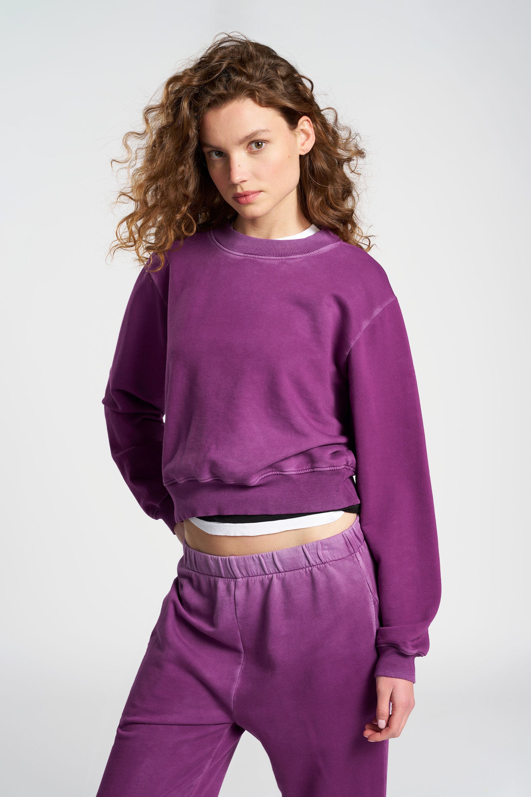 Vintage Roma Crew Neck T-Shirt in Violet - Soft Cotton Casual Tee for Women | Perfect for Everyday Wear, Outings & Layering