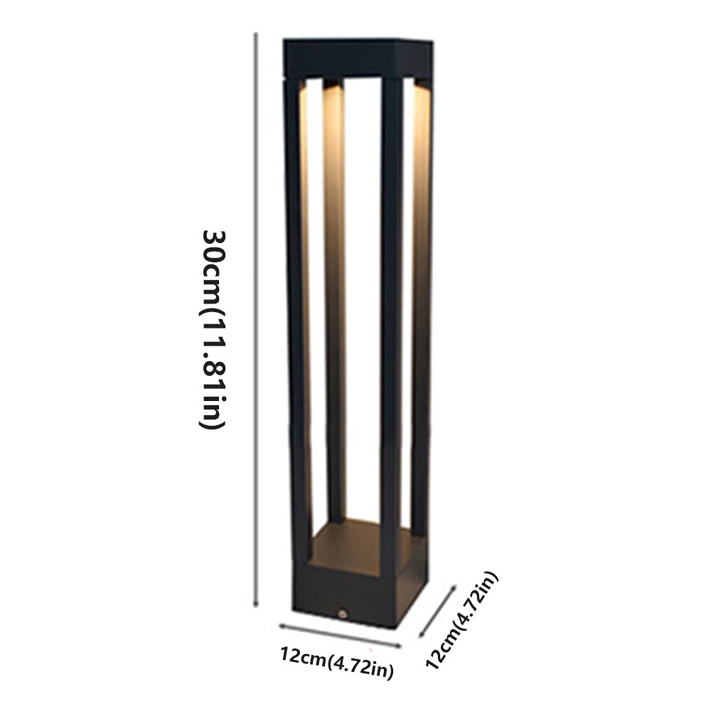 Traditional LED Outdoor Post Lantern - Matte Black Waterproof Square Pillar Light for Door, Balcony, Lawn & Landscape Lighting | Weather-Resistant Column Lamp for Patio, Garden, Pathway & Entryway