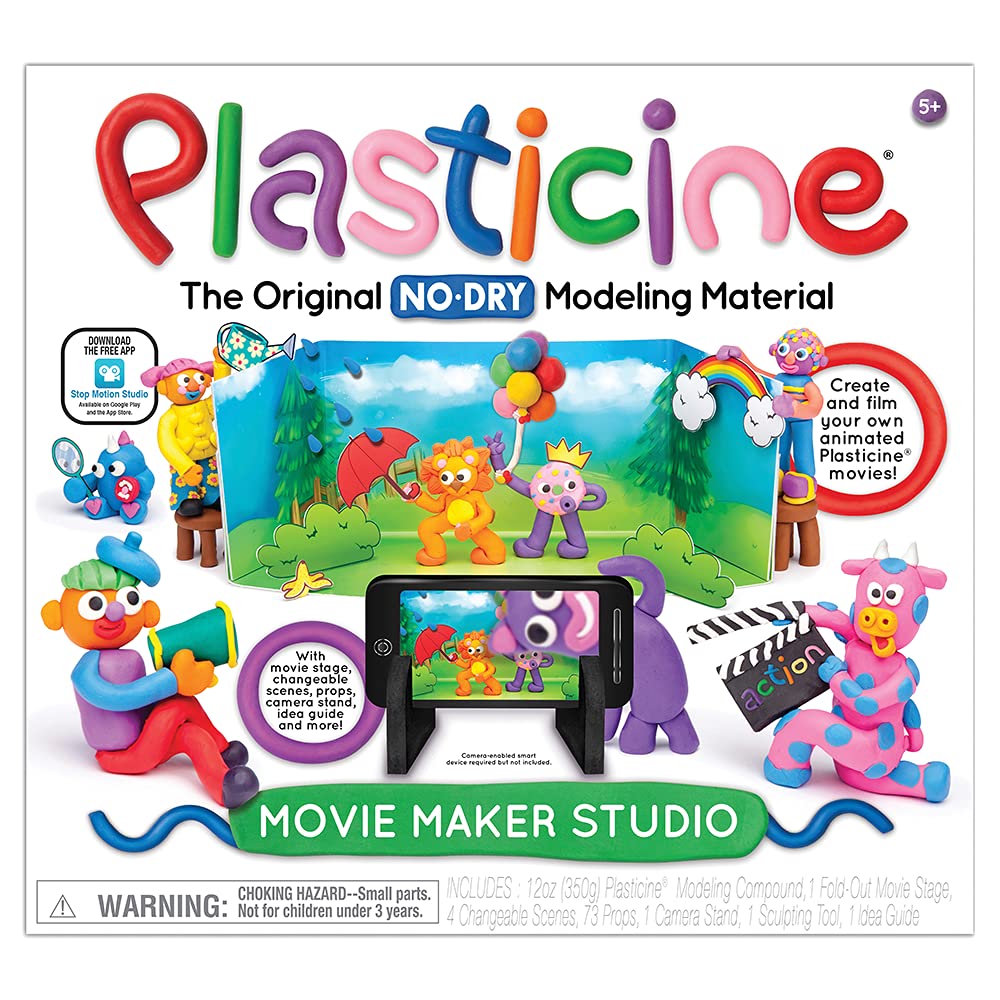 Plasticine Movie Maker Studio — Non-Drying Modeling Clay for Kids — Creative Art Kit for Stop Motion Animation — Ages 5+ — Perfect for School Projects & DIY Filmmaking