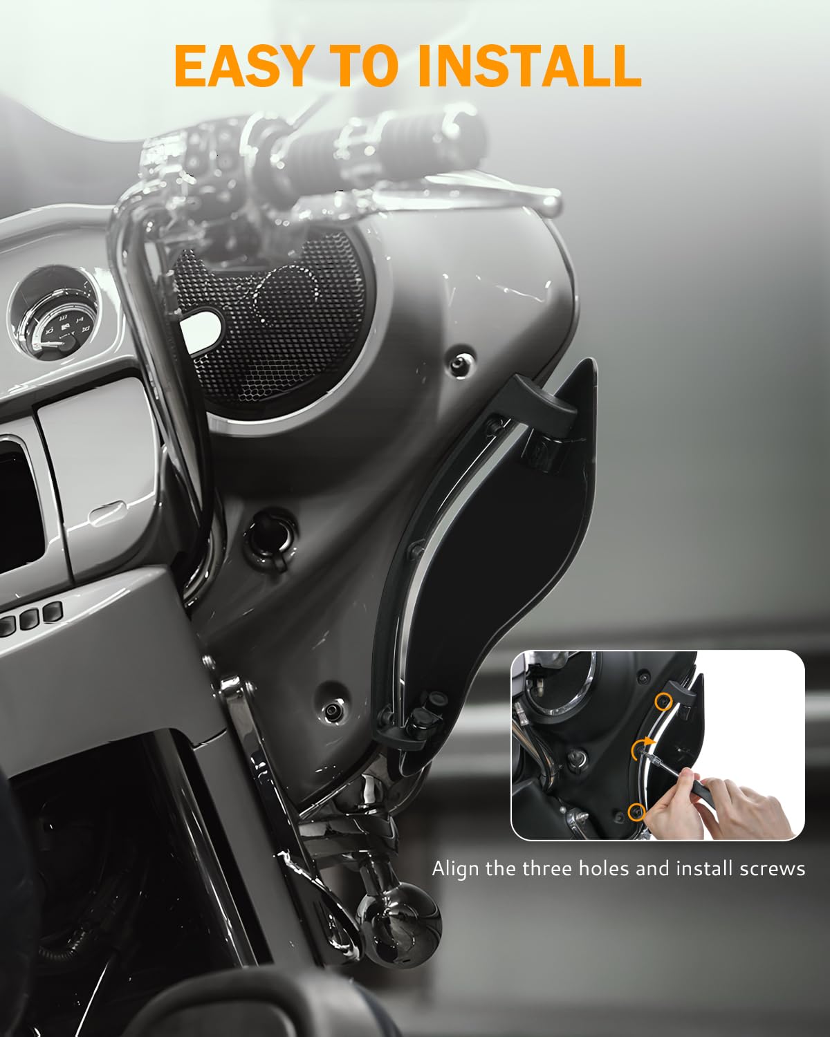 **PBYMT Adjustable Black Side Wing Air Deflectors for Harley Electra Glide/Street Glide/Tri Glide/Ultra Limited (2014-2024) - Windshield Fairing Wind Deflector for Enhanced Riding Comfort on Long Trips**