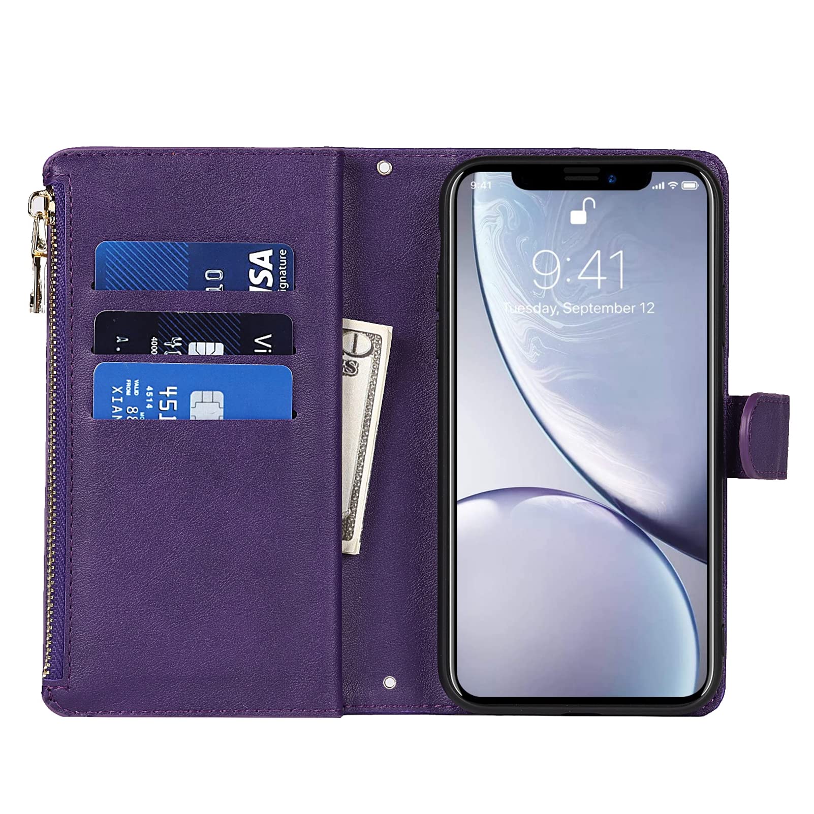 Jaorty Premium PU Leather Wallet Case for iPhone XR (6.1