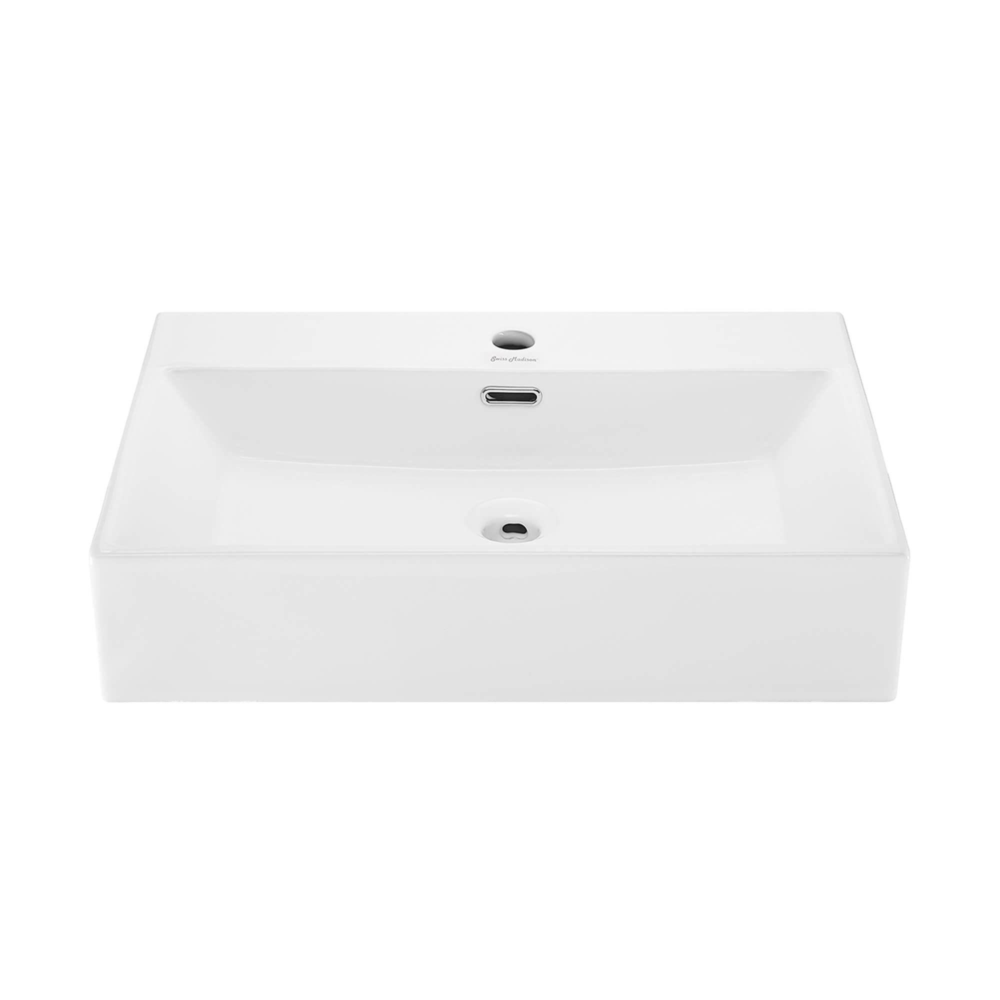 Claire 24 Inch Modern Rectangle Wall-Mounted Bathroom Sink - White Ceramic Vessel Vanity Sink for Small Bathroom, Powder Room & RV - Easy to Clean & Space Saving Design