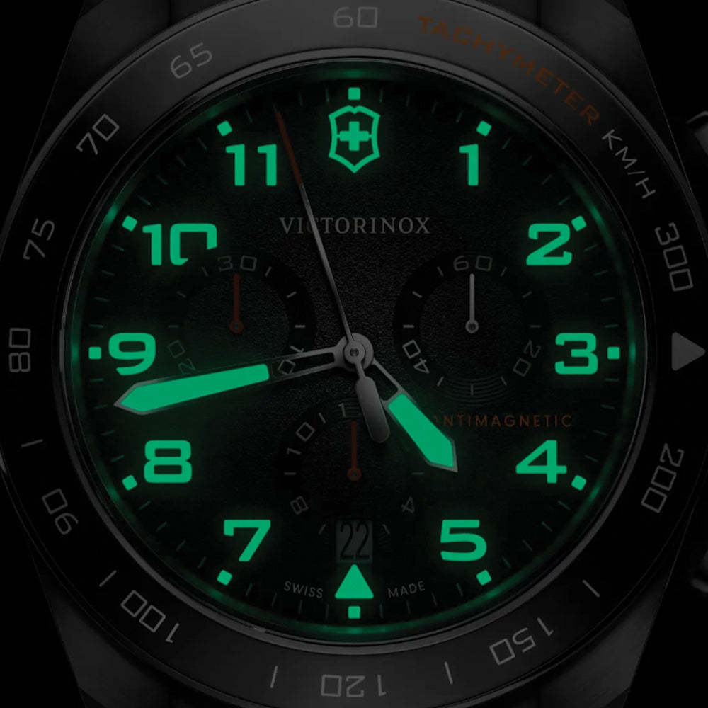 Swiss Army Chrono Quartz 42mm Black Dial Men's Watch with Black & Orange Rubber Strap - Perfect for Outdoor Adventures, Sports & Casual Wear