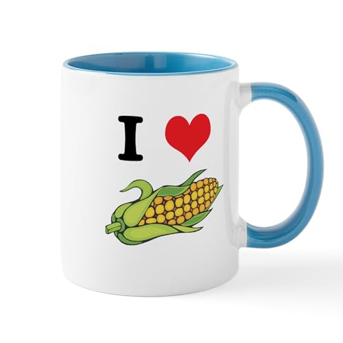 White/Blue Inside - I Heart (Love) Corn (On The Cob) Mug