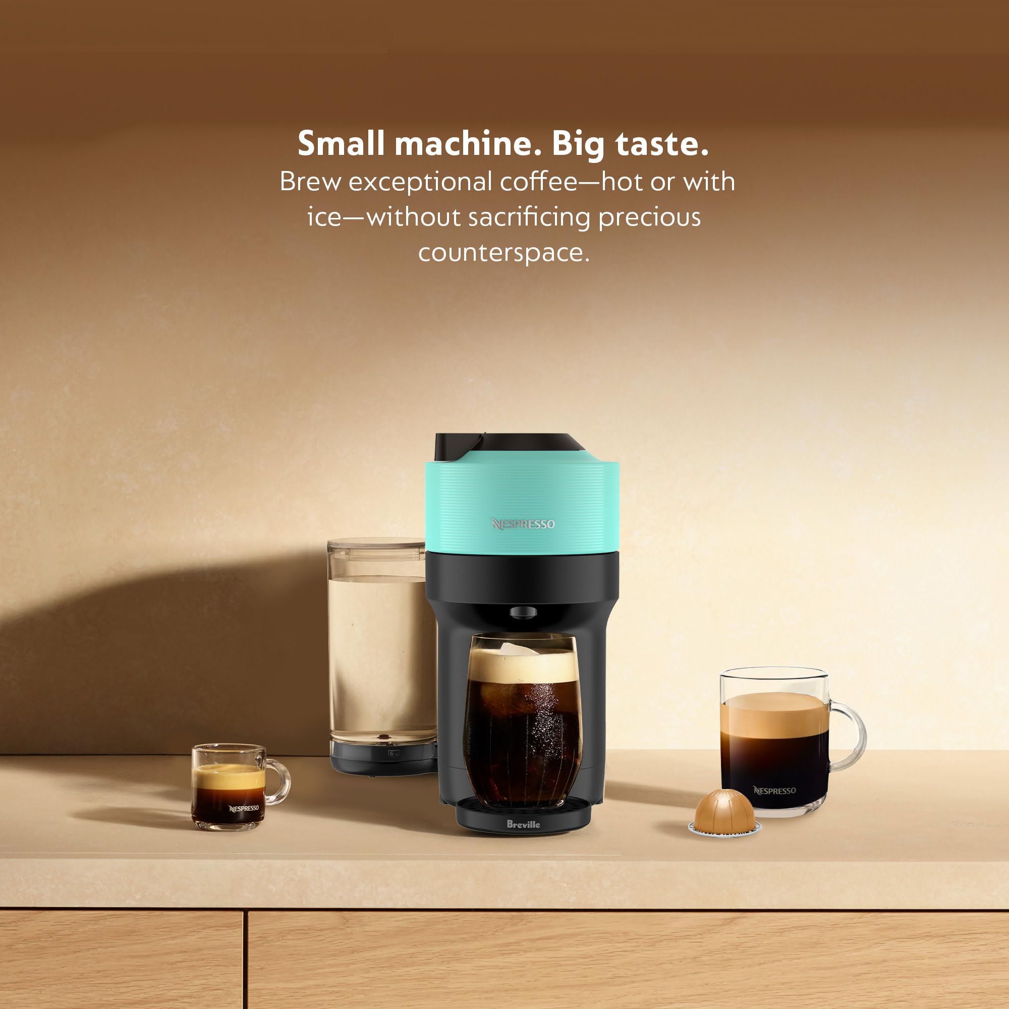 **Nespresso Vertuo Pop+ Coffee and Espresso Maker by Breville, Aqua Mint – Compact Single-Serve Machine for Home & Office – Perfect for Espresso, Coffee, and Latte Lovers**