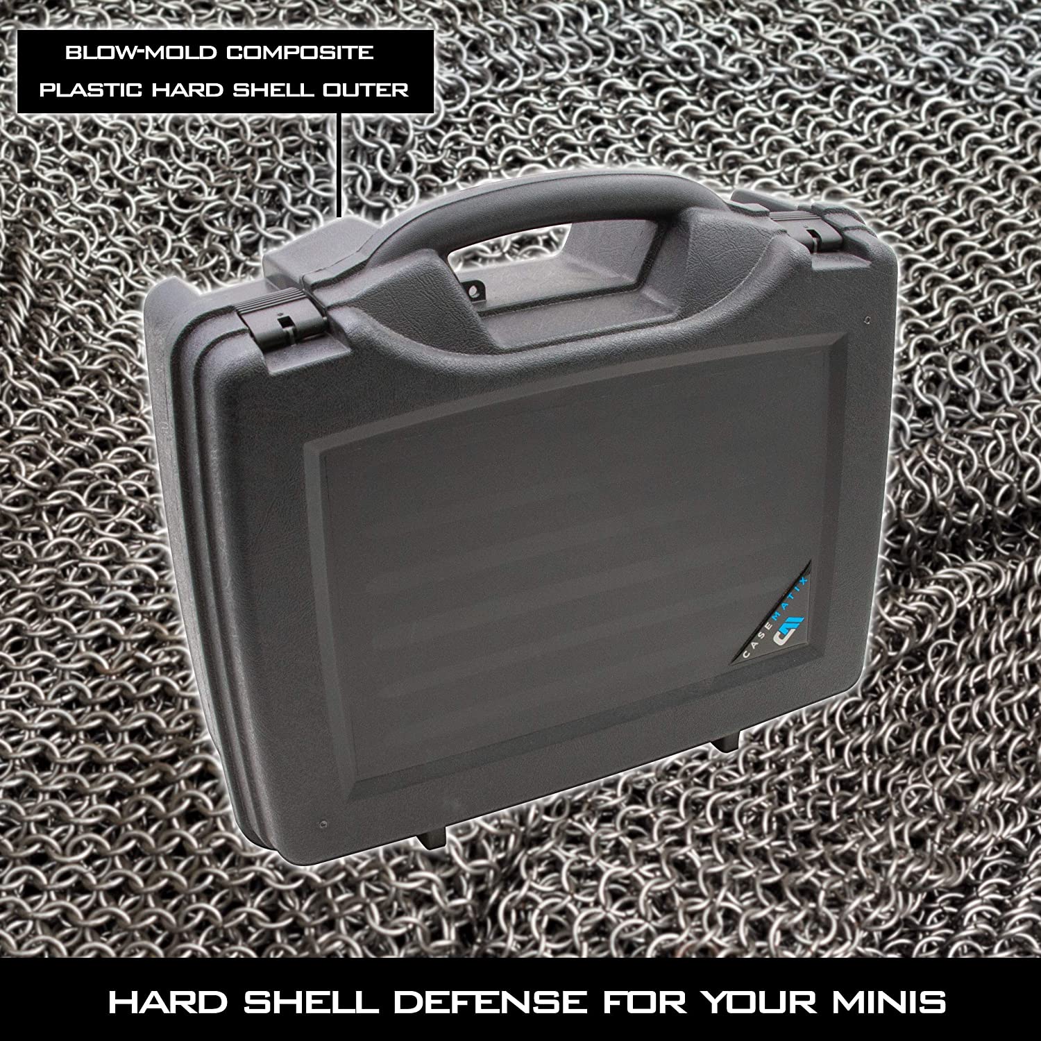 CASEMATIX Miniature Storage Hard Shell Figure Case - 80 Slot Customizable Foam Organizer for Warhammer 40k, DND, Tabletop Games | Protective Travel & Display Case for Miniature Figurines Collection