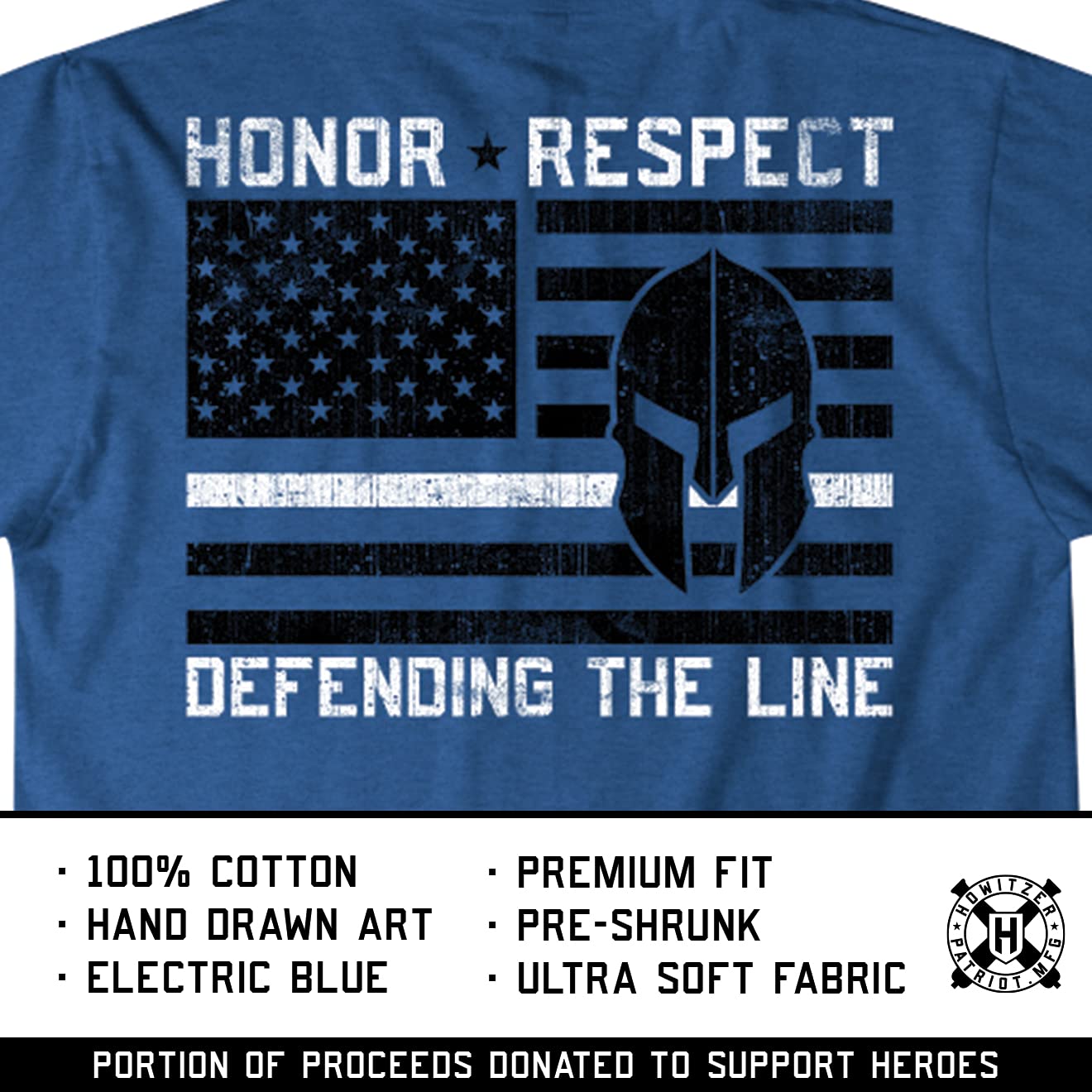 Men's Howitzer Blue Line Police Support T-Shirt - Law Enforcement Apparel for Officers & First Responders - Perfect for Duty, Training & Showing Support