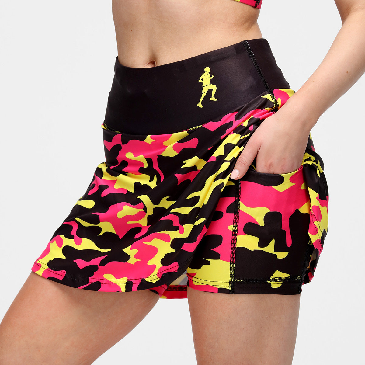 LLHM Women's Camo Print Skort - Stylish Athletic Skirt with Shorts for Running, Tennis & Outdoor Activities