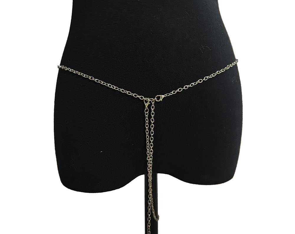 Sexy Crystal Rhinestone Belly Chain for Women - Waist Body Jewelry with Letter Pendant for T-String Thong - Perfect for Bachelorette Parties, Beach Vacations & Sensual Occasions