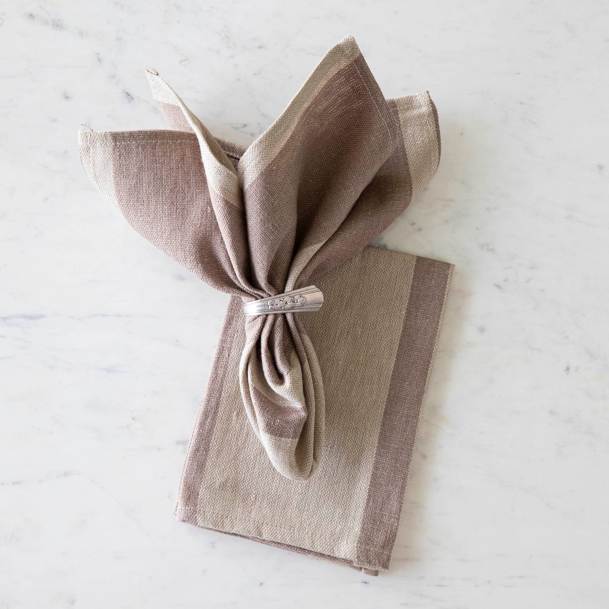 Dusty Rose Striped Woven Linen Napkins Set of 4 - Elegant Table Linens for Dinner Parties, Weddings & Home Decor