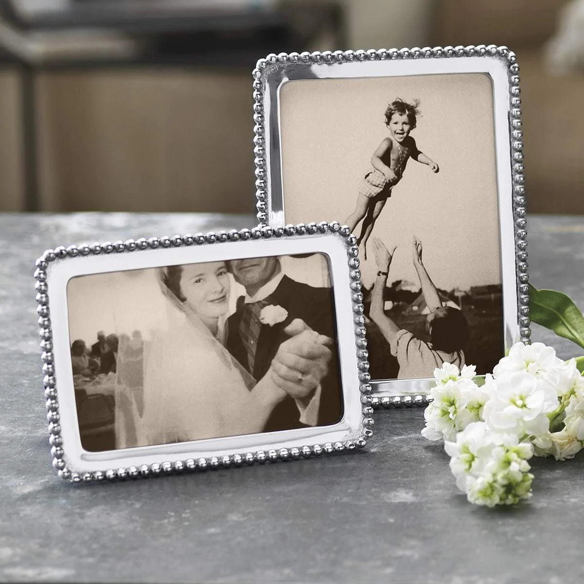 Handmade Beaded 5x7 Photo Frame - Elegant Decorative Picture Frame for Wall or Tabletop Display - Perfect for Weddings, Home Decor, and Gift Giving
