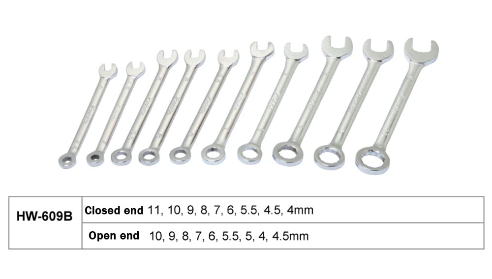 Pros'Kit HW-609B 10-Piece Mini Electronic Combination Metric Wrench Set - Precision Hardware Repair Tool Kit for Electronics, Bicycles & Small Appliances - Ideal for DIY, Home Maintenance and Professional Technicians