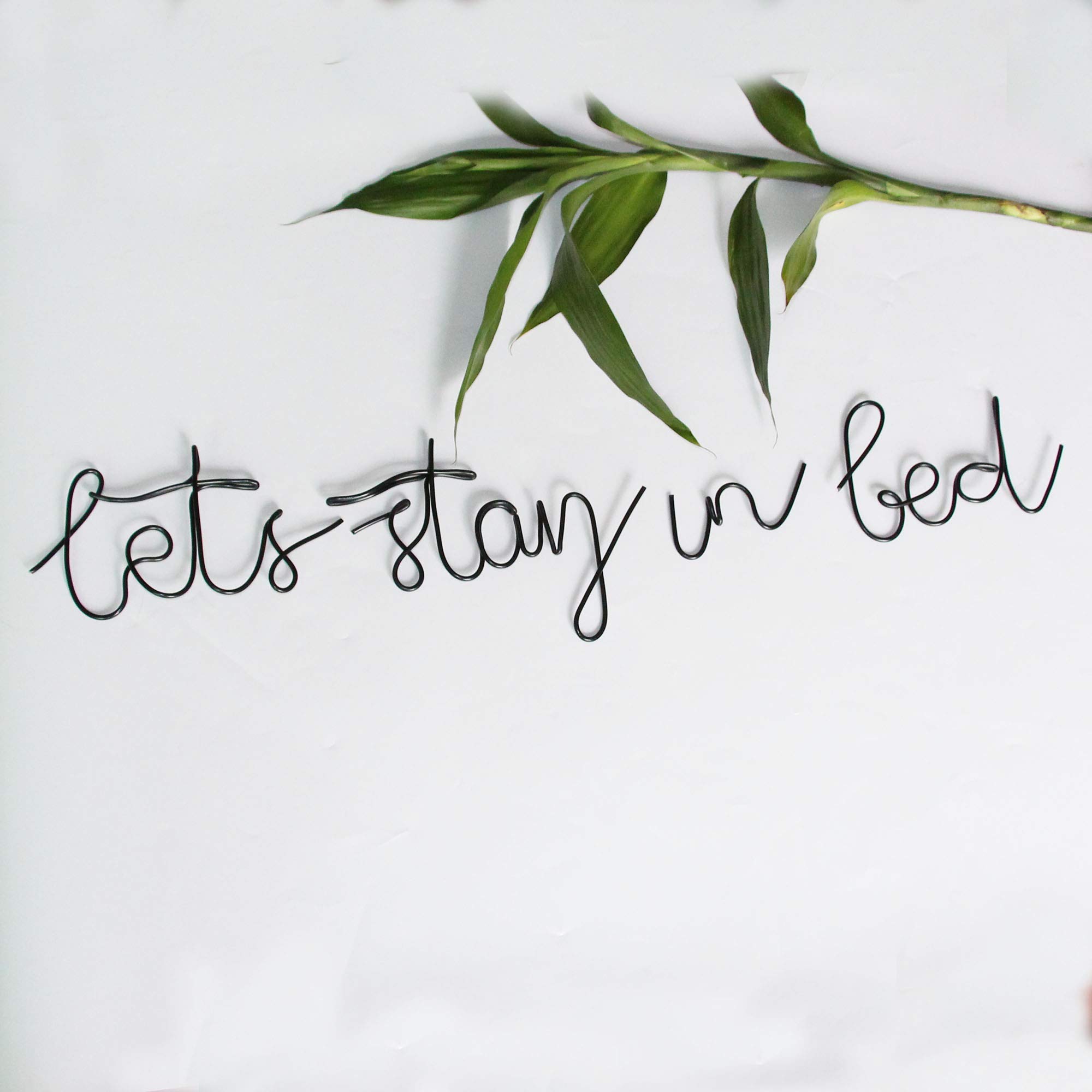 Farmhouse Metal 'Let's Stay in Bed' Sign - Rustic Bedroom Wall Decor for Home & Apartment - Perfect for Master Bedroom, Guest Room, and Cozy Retreats