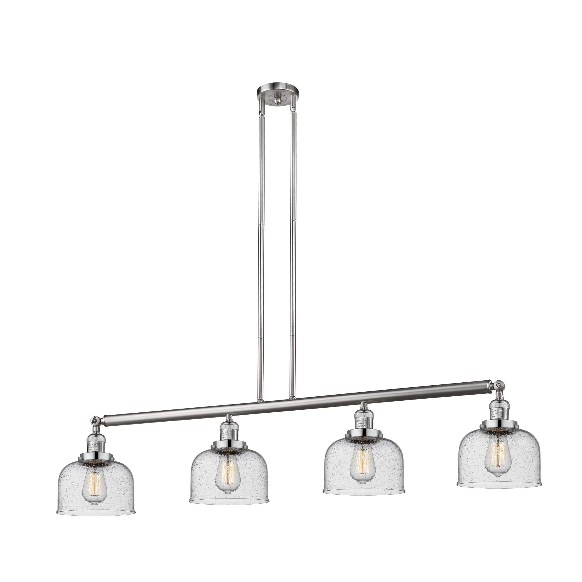 214-PC-G72 Large Bell 3 Light Island Pendant Light in Polished Chrome - Perfect for Kitchen Islands, Dining Rooms, and Modern Home Decor