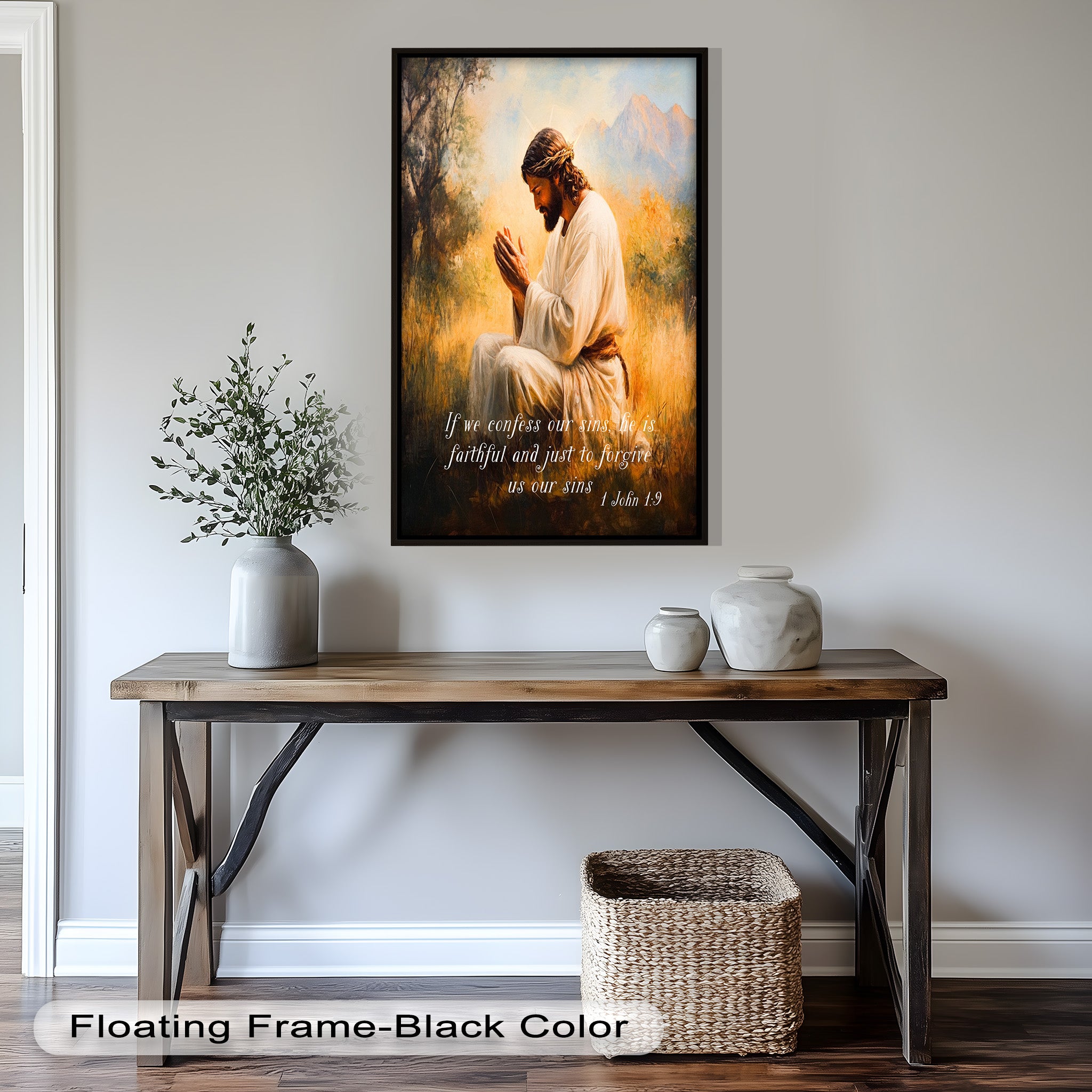 1 John 1:9 Bible Verse Oil Painting - Christian Scripture Wall Art for Home Decor, Church & Prayer Room - Divine Forgiveness Scripture Artwork