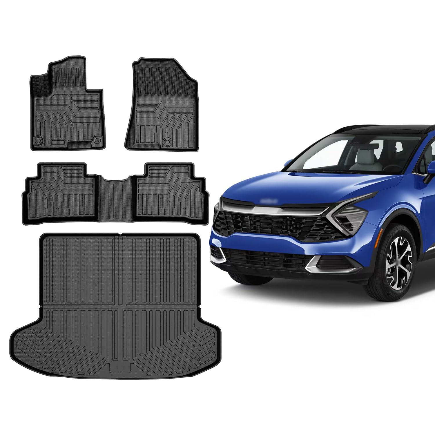 2023-2024 Kia Sportage All-Weather Floor Mats & Cargo Liner Set - Custom Fit for Models with Subwoofer | Heavy Duty Protection for Front & Rear Seats + Trunk | Perfect for Road Trips, Camping & Daily Commute