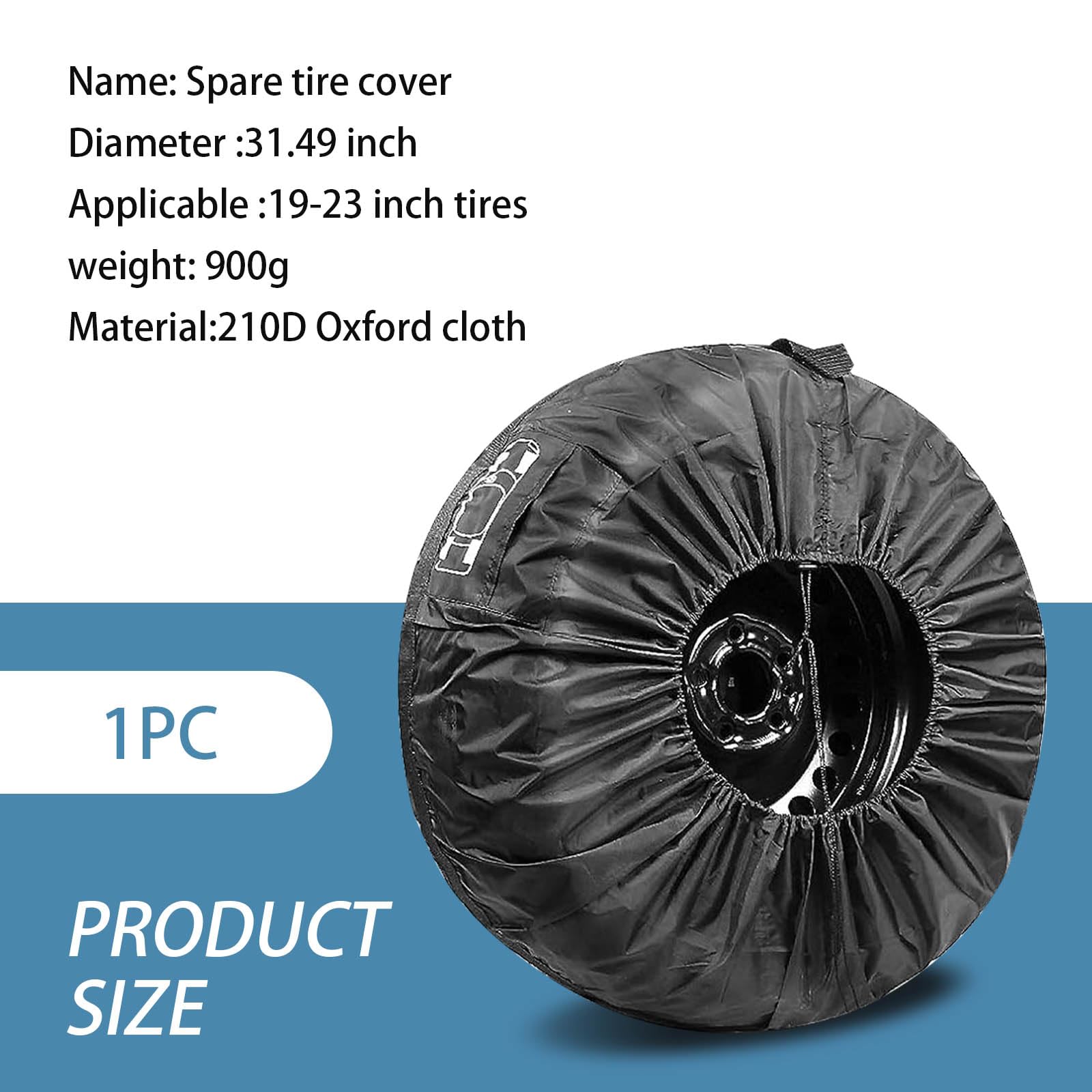 1 PC Universal Waterproof Car Spare Tire Cover with Handle - Durable Adjustable Tire Storage Bag Protector for Car, Truck, SUV & RV - Perfect for Road Trips, Off-Road Adventures & Vehicle Protection (Black #L)
