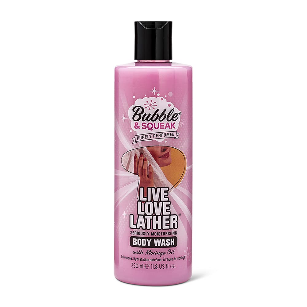 Bubble & Squeak Moisturizing Body Wash with Moringa Oil - Vegan, Cruelty-Free, 350ml | Hydrating Shower Gel for Dry Skin, Daily Skincare Routine & Relaxing Bath Time