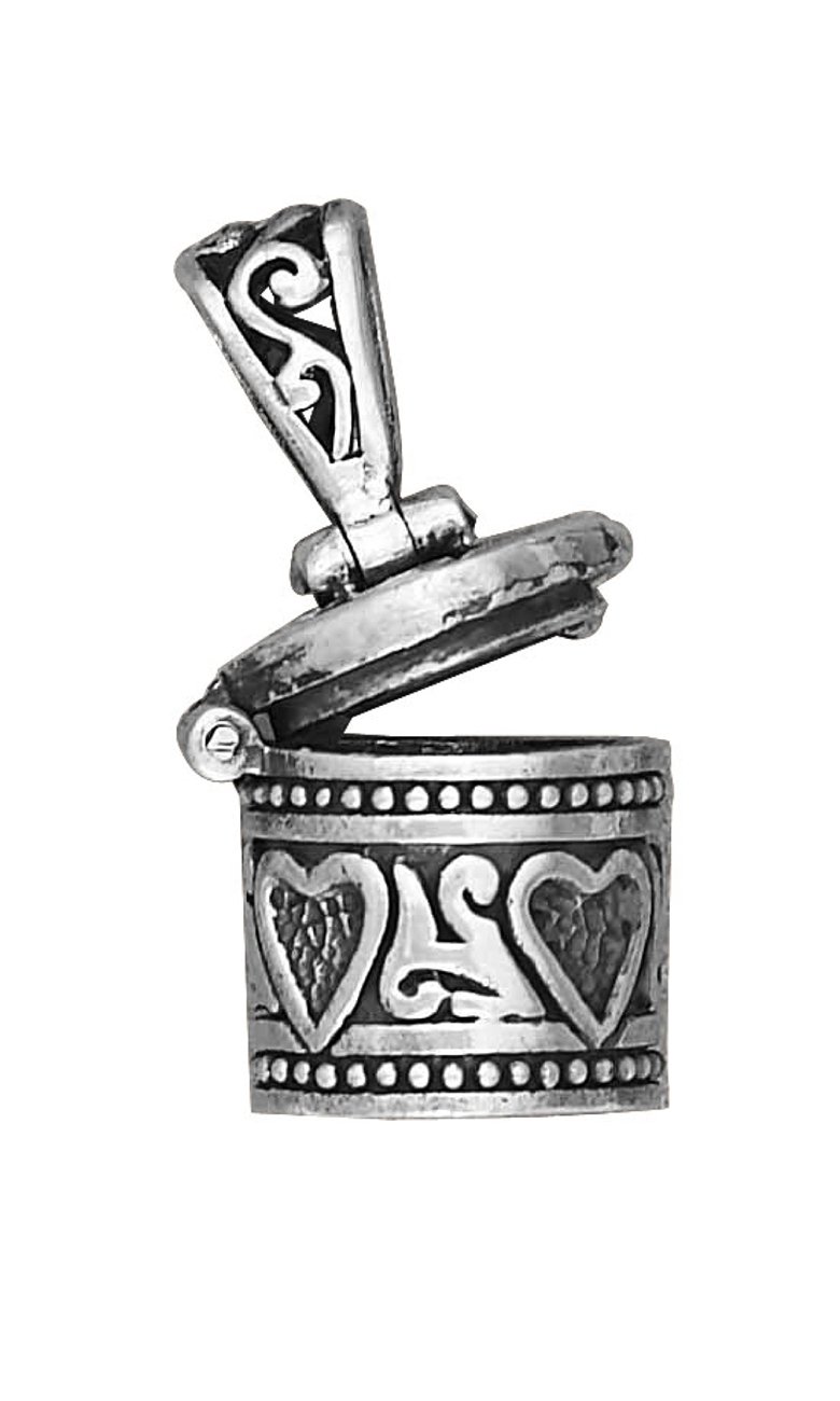 Sterling Silver .8mm Box Chain Round Prayer Box Locket Pendant Necklace for Girls - Perfect for Gifts, First Communion & Special Occasions