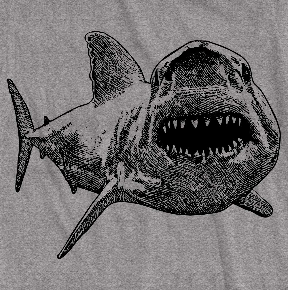 Great White Shark Attack T-Shirt with Teeth Jaw Design - Unisex Men & Women's Graphic Tee for Beach, Surfing, and Shark Week Events