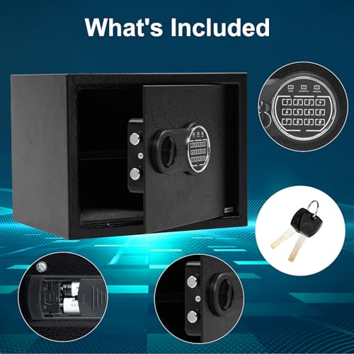 GARVEE 14.9 Inch Steel Security Safe Box with Digital Keypad Lock, Fireproof & Waterproof, Heavy Duty Bolt Down Kit for Home, Office, Jewelry & Cash Protection