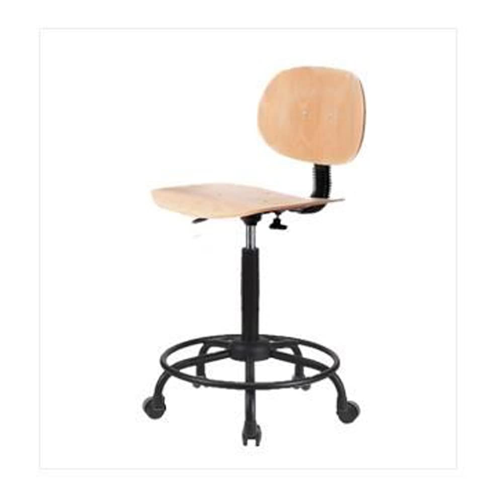 Thomas WHBCH-RT-RG High Bar Stool with Round Tube Base & Glides - Wooden Navy Blue Bar Height Chair for Kitchen Island, Breakfast Nook & Home Bar