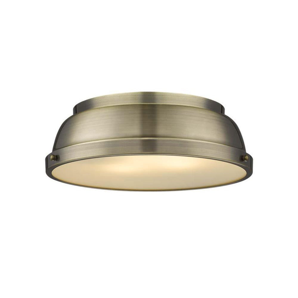 Elm 14 Inch Flush Mount Ceiling Light in Aged Brass - Vintage Style Lighting for Bedroom, Kitchen, or Hallway