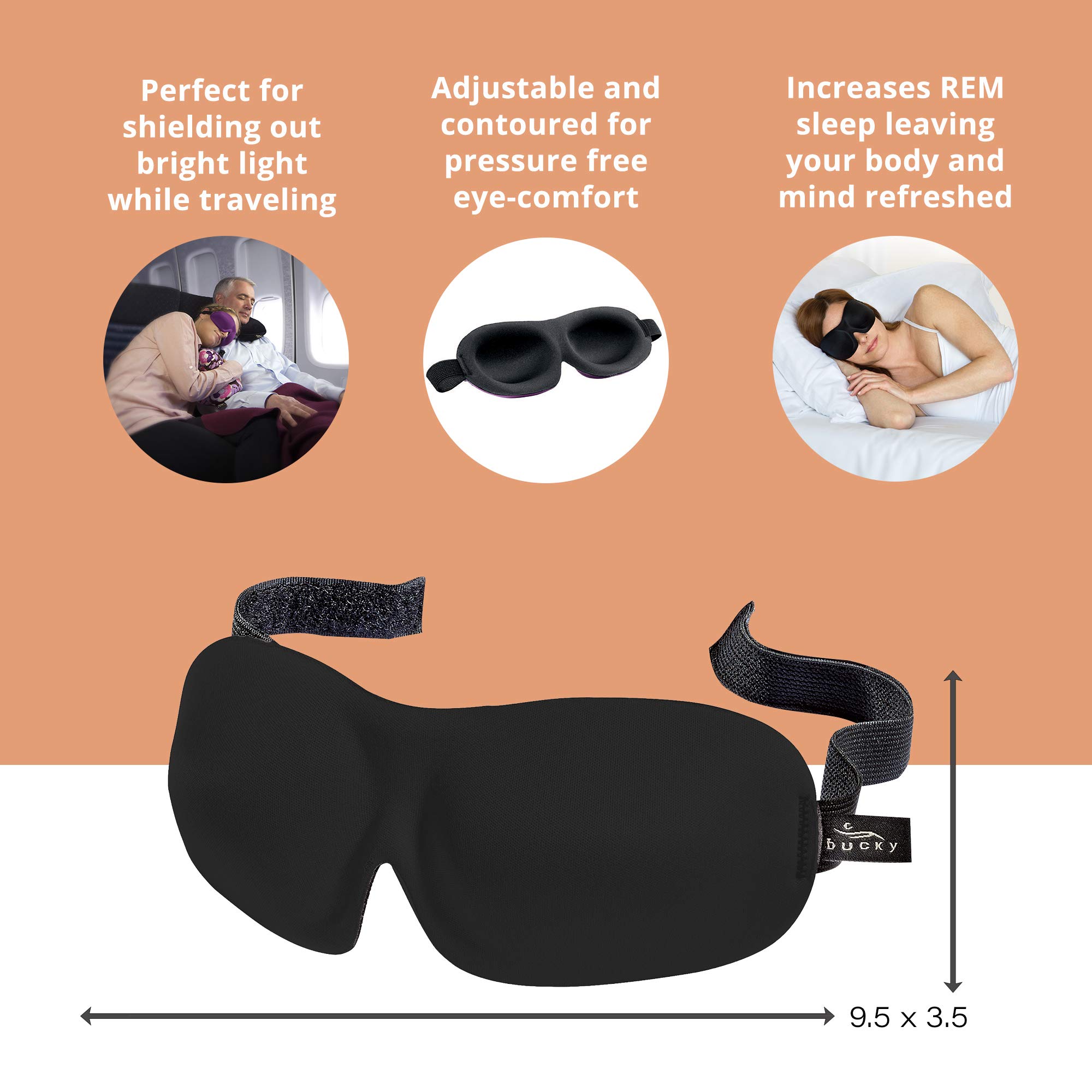 Bucky 40 Blinks No Pressure Eye Mask for Travel & Sleep - Soft & Comfortable Midnight Floral Design, One Size Fits All - Perfect for Airplane, Nap, Meditation & Relaxation
