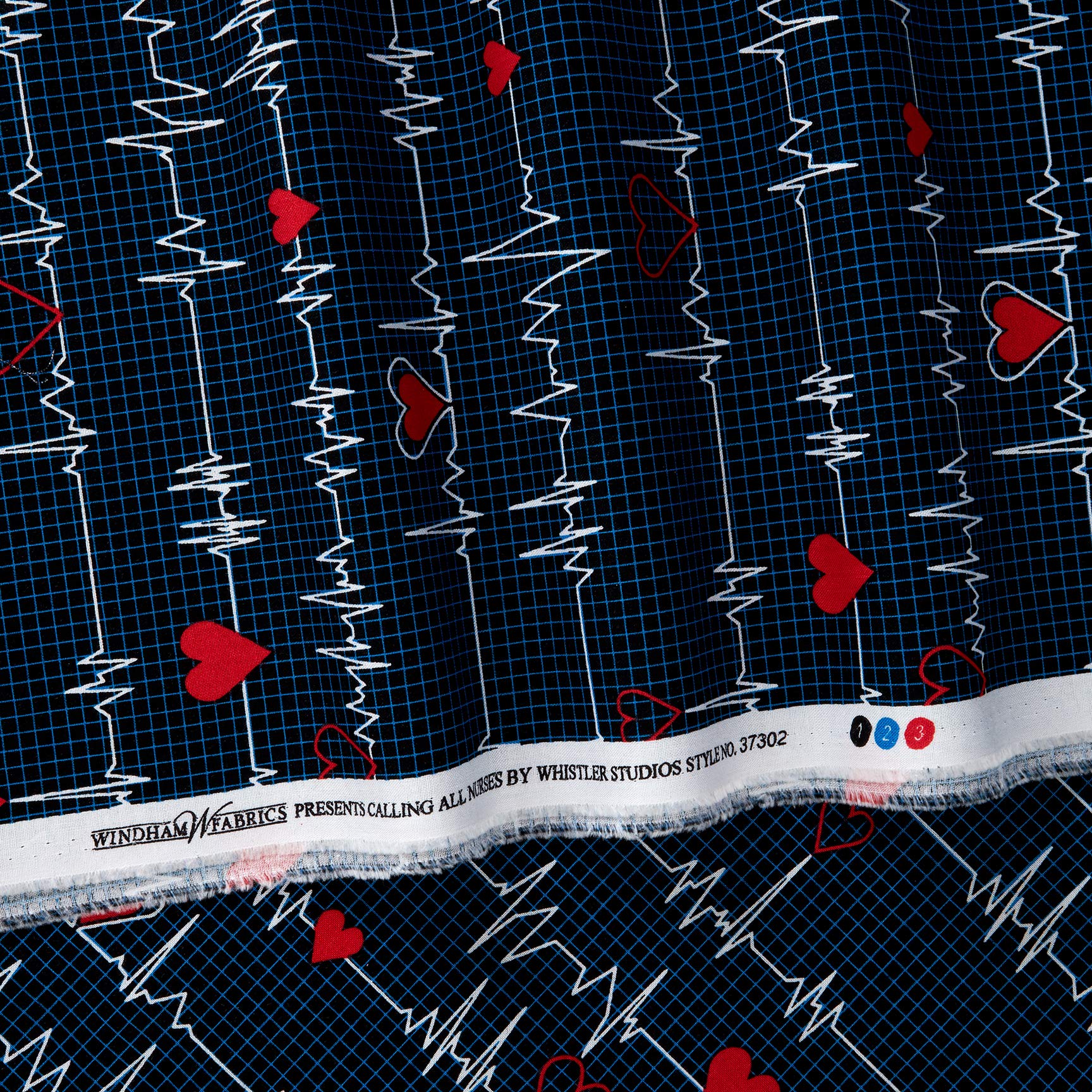 Windham Quilt Fabrics - Calling All Nurses Heartbeat Black Quilt Fabric by The Yard | Medical Themed Cotton Fabric for Nursing Quilts, Scrubs & DIY Crafts