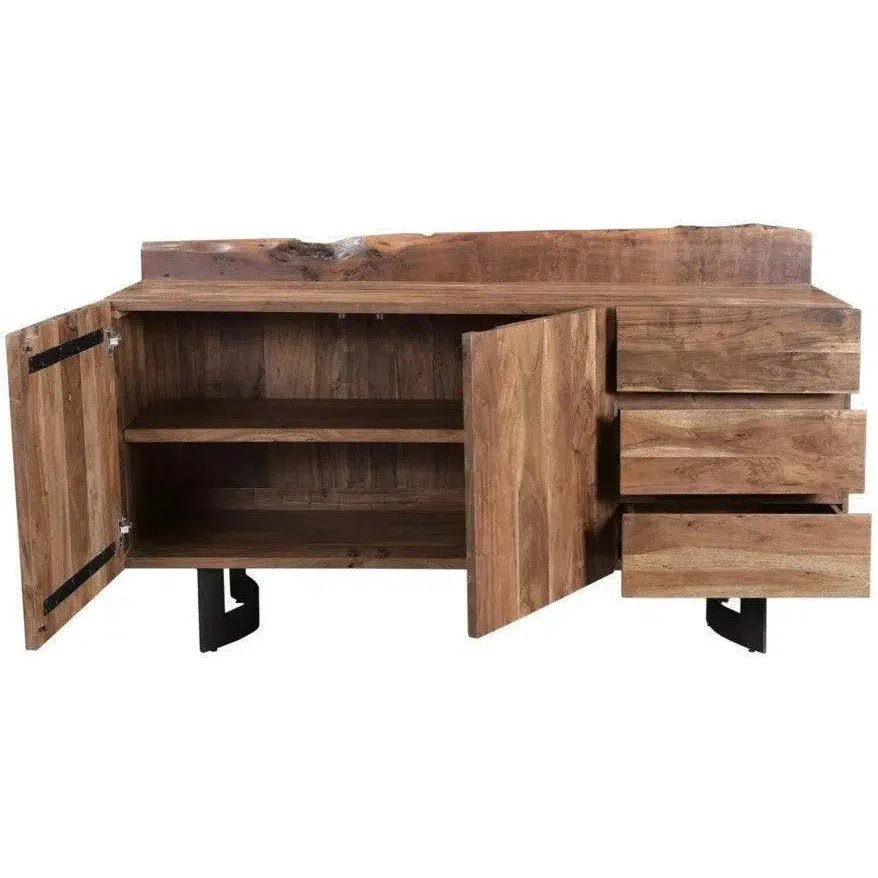 66 Inch Industrial Sideboard Buffet Cabinet for Dining Room - Rustic Wood & Metal Storage Console Table for Home Decor & Entertaining