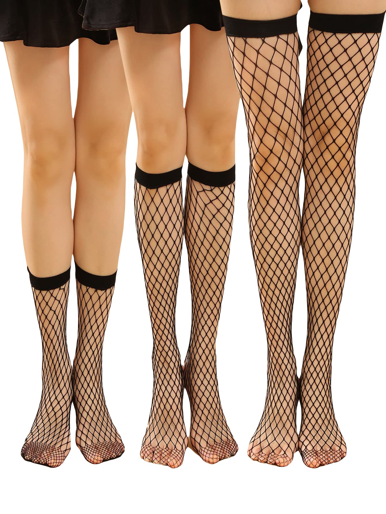 Verdusa Women's 4 Pairs Sheer Fishnet Stockings - High Waist Lace Mesh Tights for Fashion, Cosplay & Night Out | Sexy & Comfortable Legwear for Parties, Halloween & Date Nights