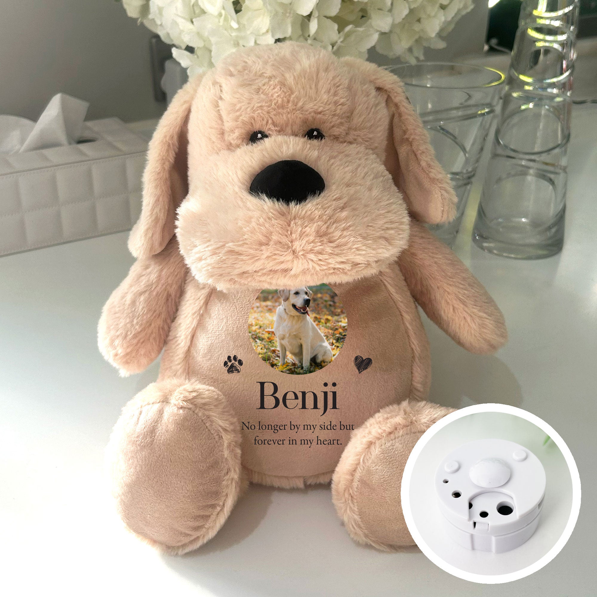 Personalized Photo Paw Print Heart Keepsake - Custom Voice Recording Memorial for Dogs - Perfect for Pet Loss Gifts, Memorial Jewelry & Cherished Pet Memories