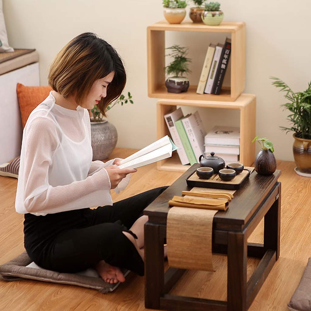 Modern Minimalist Coffee Table - Small Side Table for Living Room, Bedroom, Balcony & Bay Window - Simple Chinese Style Wooden End Table for Coffee, Books & Decor