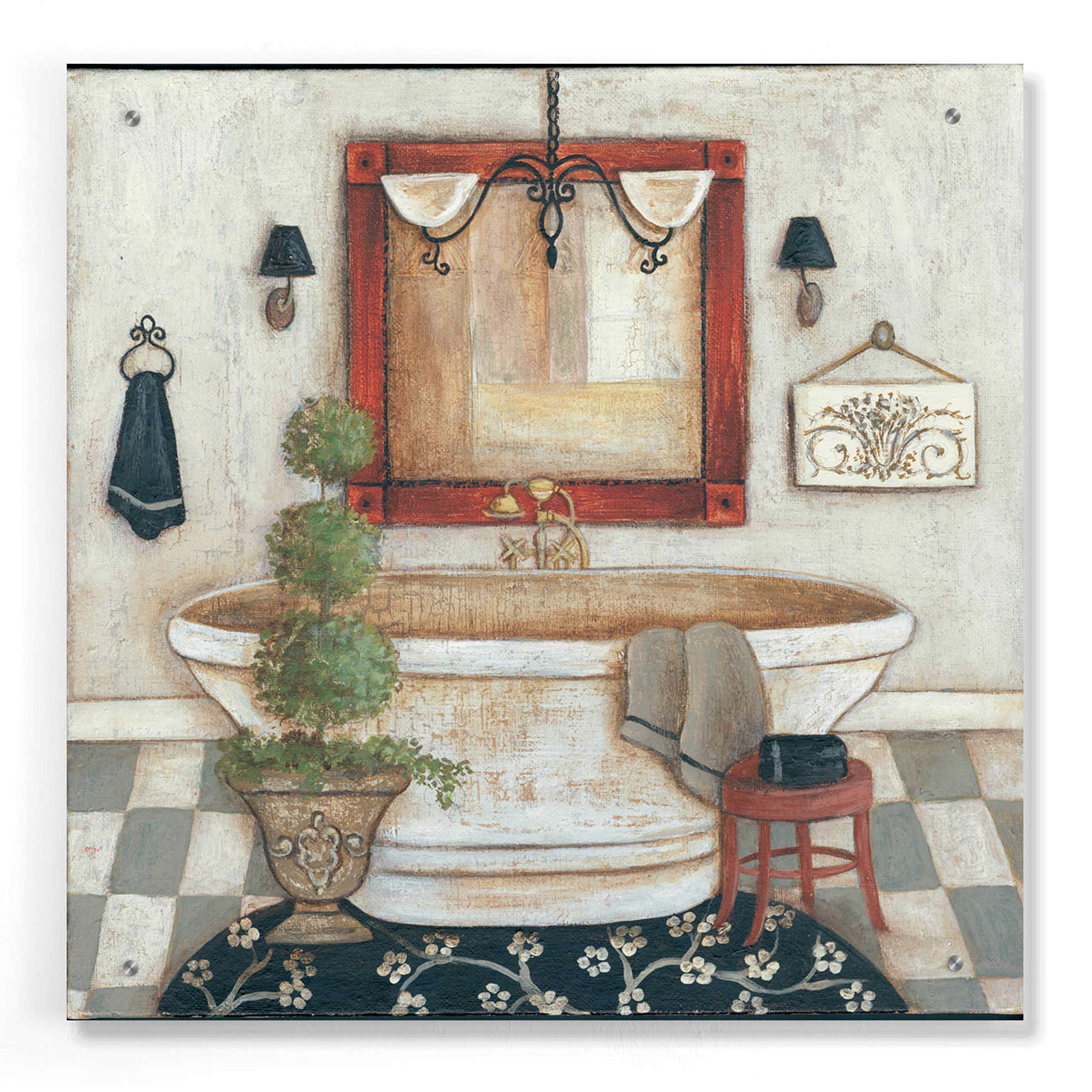 Epic Art 'Casual Bath II' by Yellow Cafe - 24x24 Inch Acrylic Glass Wall Decor, Modern Bathroom Artwork for Home & Office Decoration