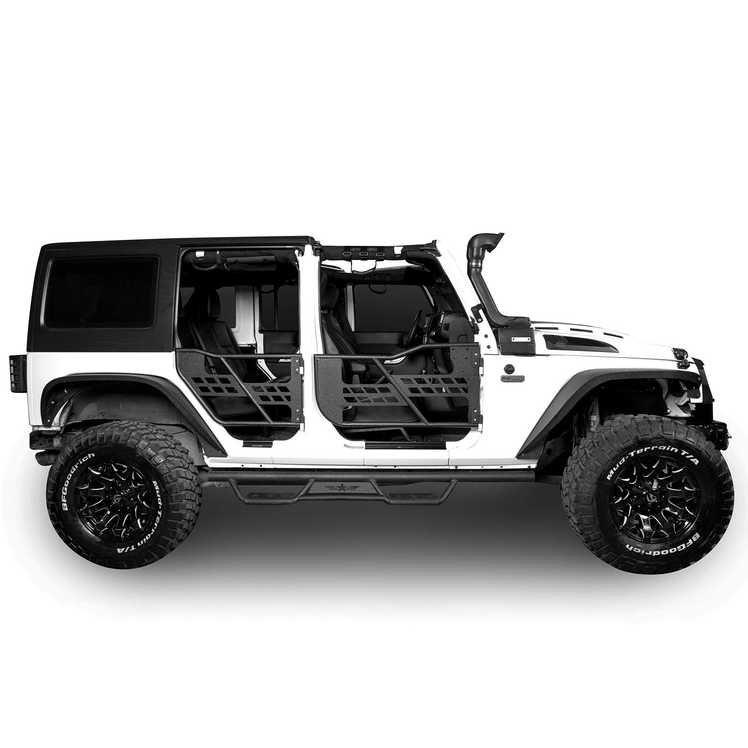 u-Box Jeep Wrangler JK Unlimited Side Steps Running Boards Nerf Bars - Compatible with 2007-2018 4-Door Models | Durable Off-Road Protection & Easy Entry Access for Adventure Enthusiasts