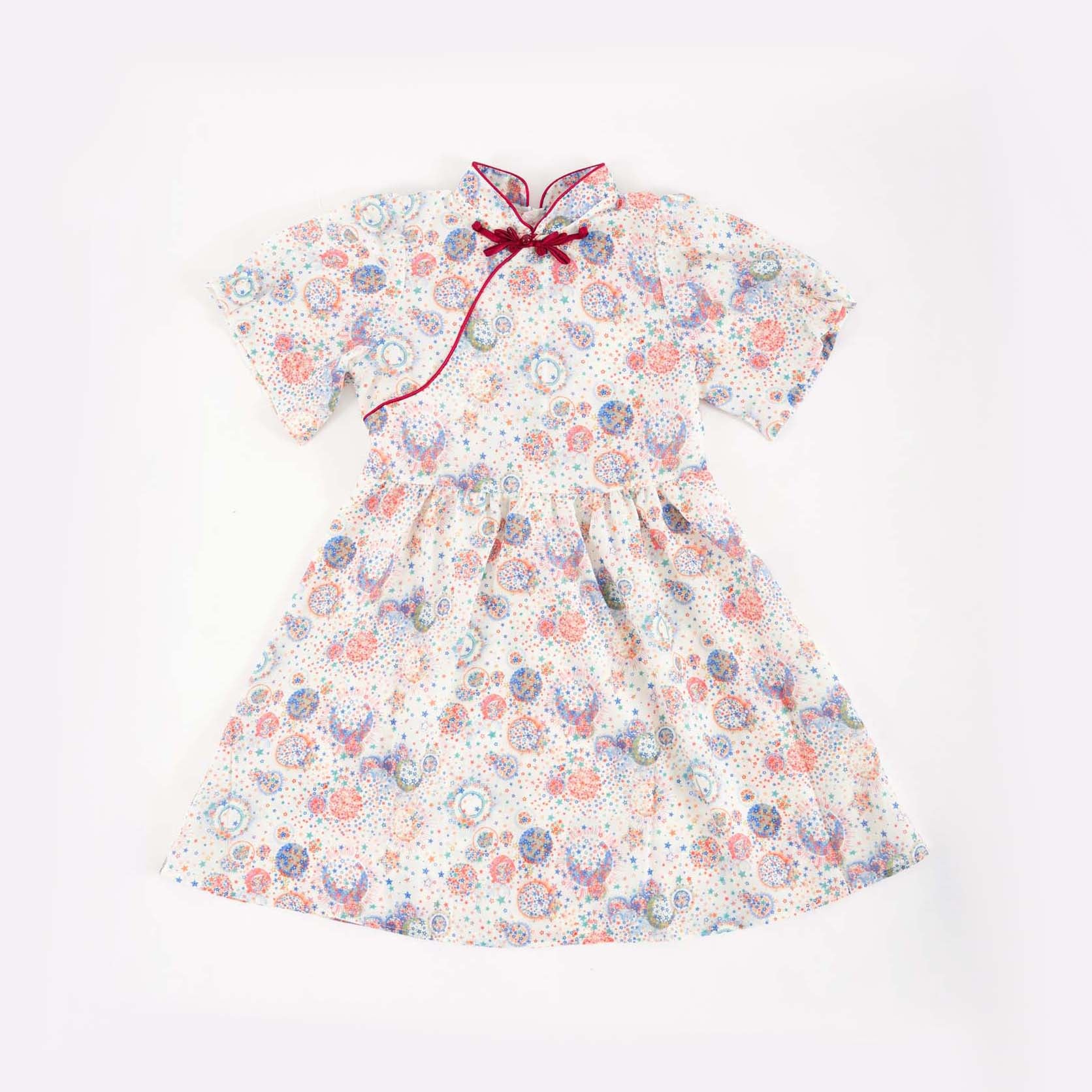 Singapore Souvenir Cheongsam Dress for Baby Girls - Traditional Star & Moon Print Chinese Qipao (Style 0852) | Perfect for Lunar New Year, Cultural Events & Photo Shoots
