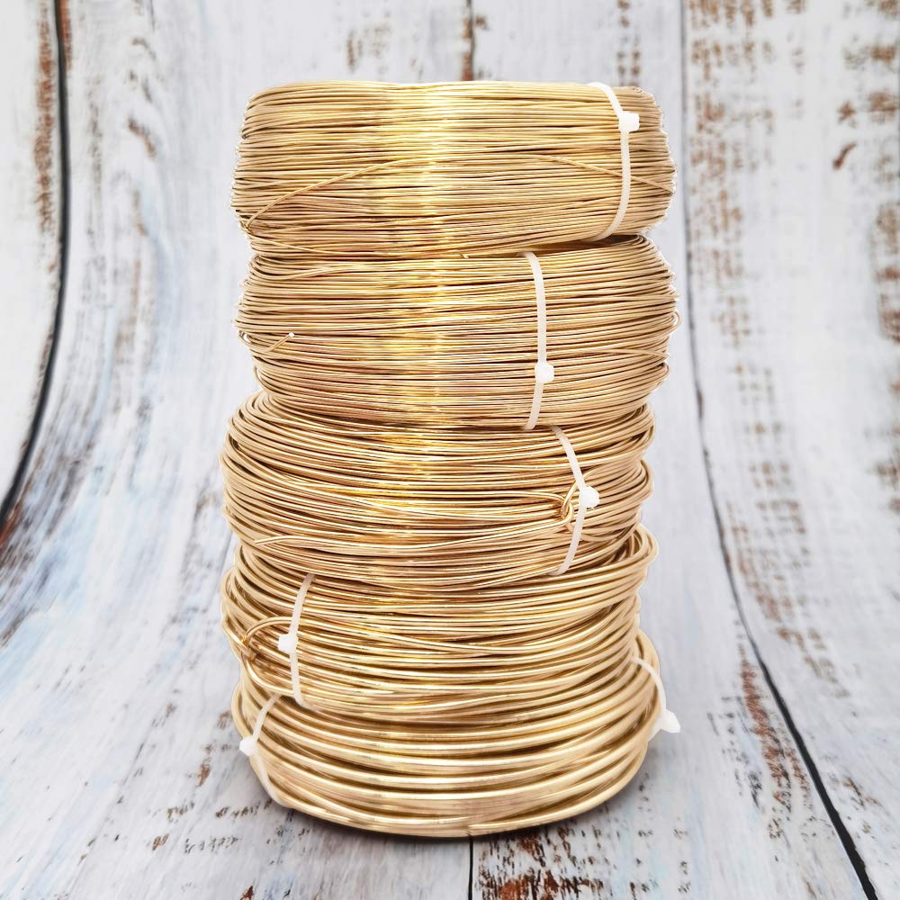 INSPIRELLE 15 Gauge 164 Feet KC Gold Aluminum Craft Wire - Bendable Jewelry Making Wire for DIY Bracelets, Necklaces & Craft Projects