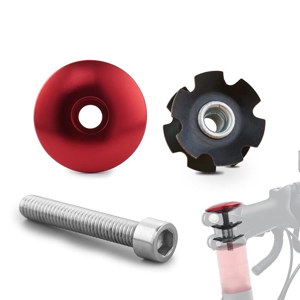Carbon Fiber Bicycle Headset Spacer 1-1/8 inch 28.6mm with Stem Top Cap, Headset Star Nut & Titanium Bolt - Lightweight Aluminium Alloy MTB Road Bike Spacer Kit for Smooth Riding & Easy Installation