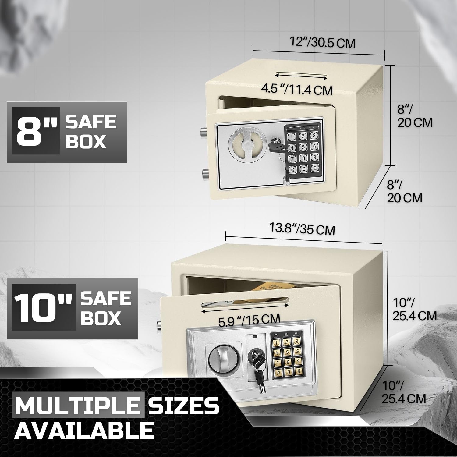 Flexzion Small Electronic Safe Box with Digital Keypad Lock - Secure Money Drop Safe for Home, Office & Cabinet Use - 12