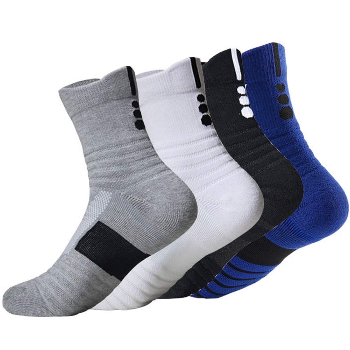**Breathable Basketball Socks for Men & Women - 4 Pack Thick Compression Crew Socks for Running, Sports & Outdoor Activities - Perfect for Gym, Training & Daily Wear**