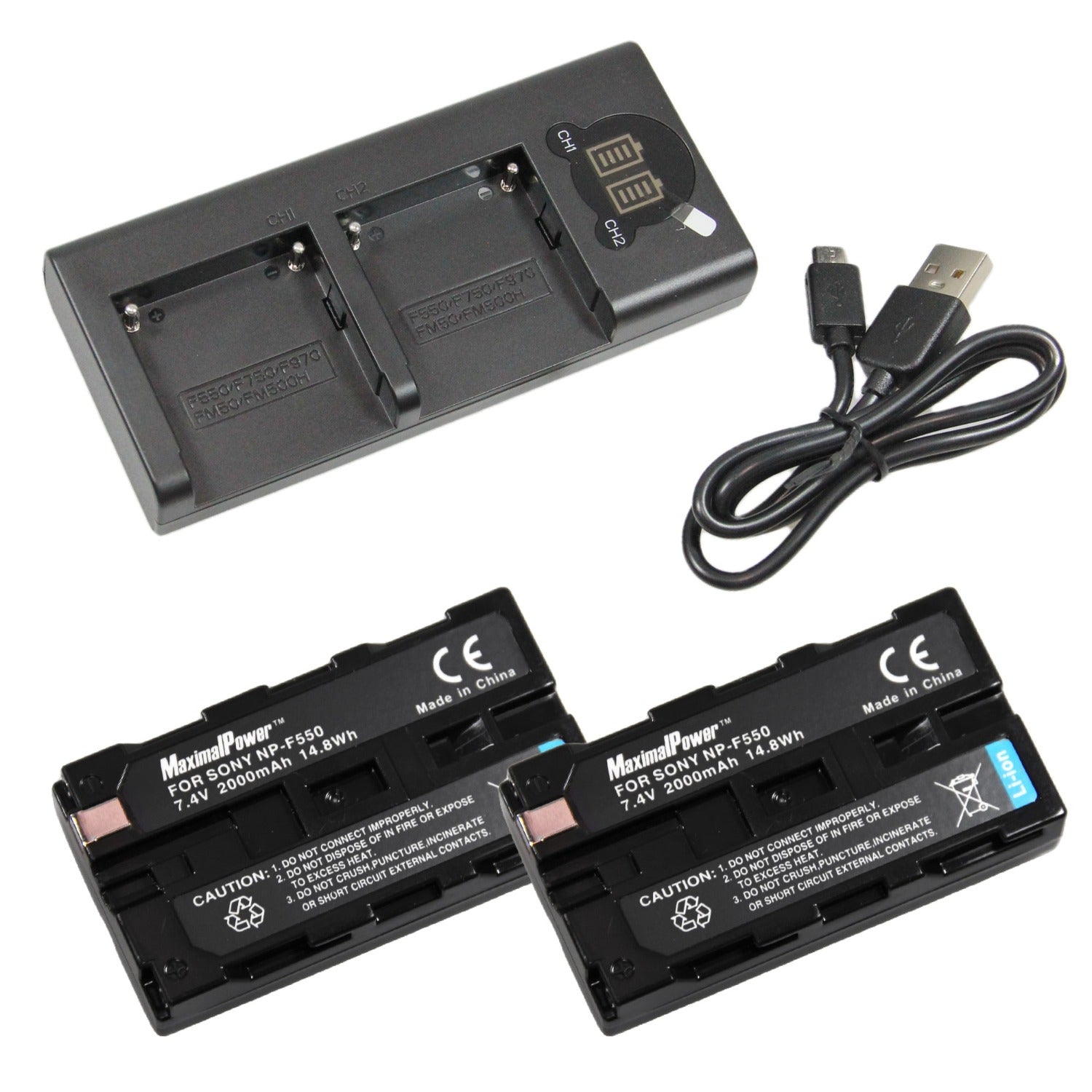 Sony FM50 FM55H FM500H QM71 Rapid Dual Battery Charger Replacement with LCD Screen & Micro USB Cable - Fast Charging for Cameras, Camcorders & Photography Gear
