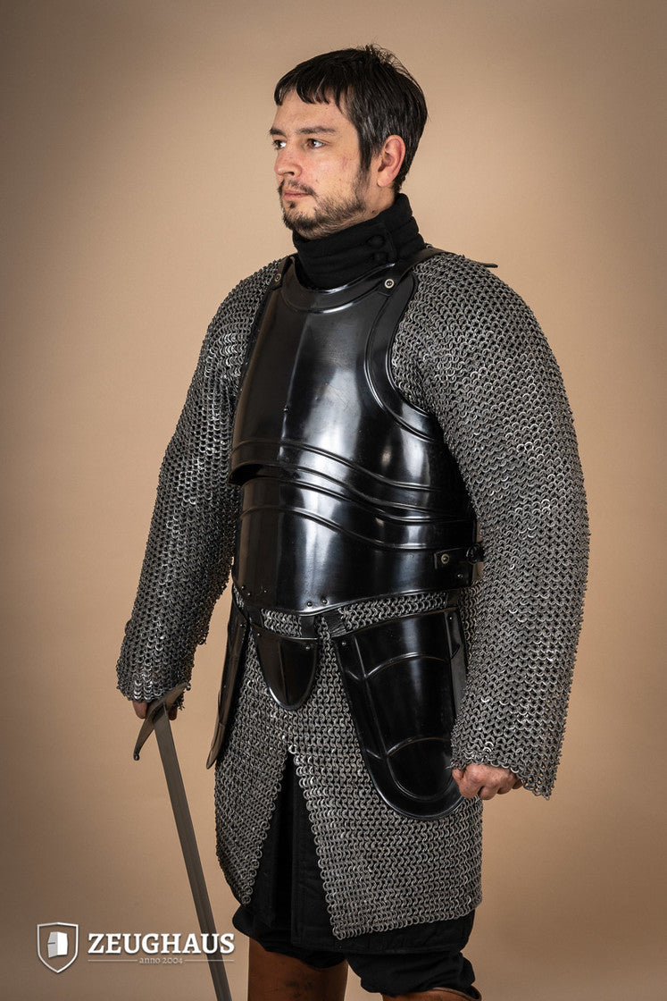Medieval Cuirass Warrior Armor with Tassets - Burnished Steel Plate Armor for LARP, Cosplay, and Historical Reenactment