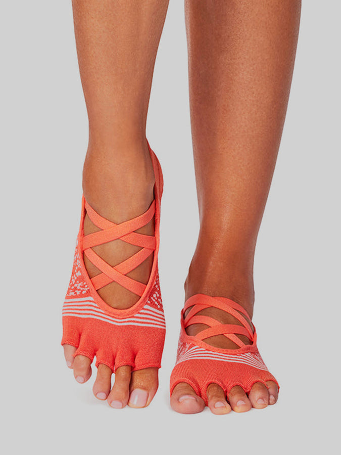 ToeSox Elle Tec Half Toe Women's Non-Slip Yoga Socks for Pilates, Barre & Dance - Breathable Grip Socks for Studio Workouts
