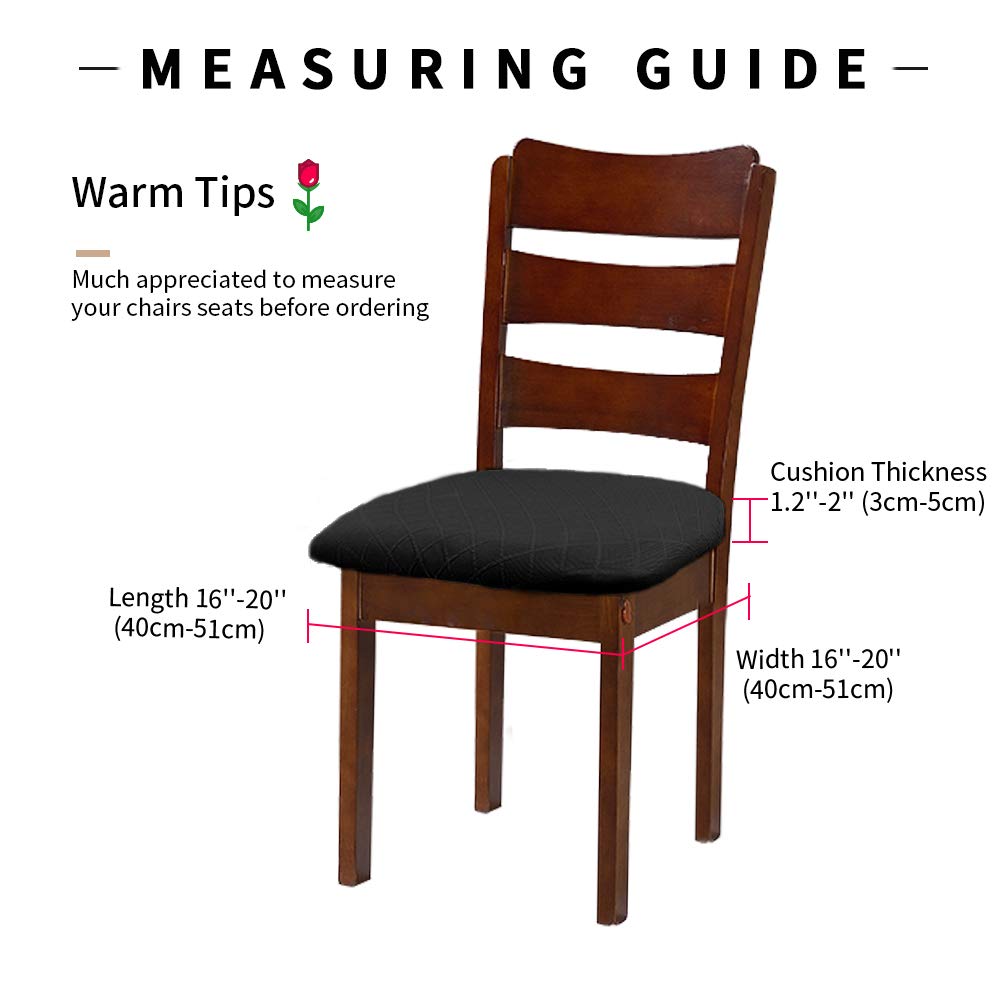 Stretch Jacquard Chair Covers - 4 Pcs, Rhombic-Black for Dining & Kitchen Chairs