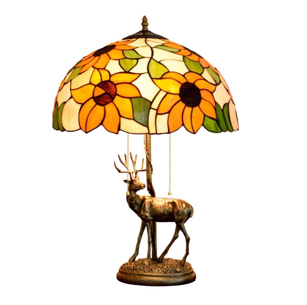 Vintage Tiffany Style Sunflower Stained Glass Table Lamp - 16